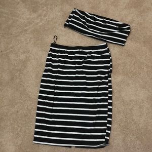 Midi length skirt with matching bandeau top